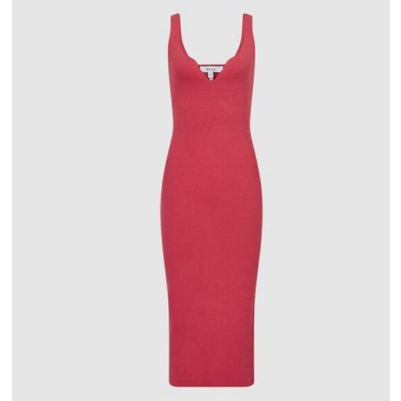 💕REISS💕 Dakota Sweetheart Neck Knitted Bodycon Dress ~ Pink Medium M - Picture 9 of 16